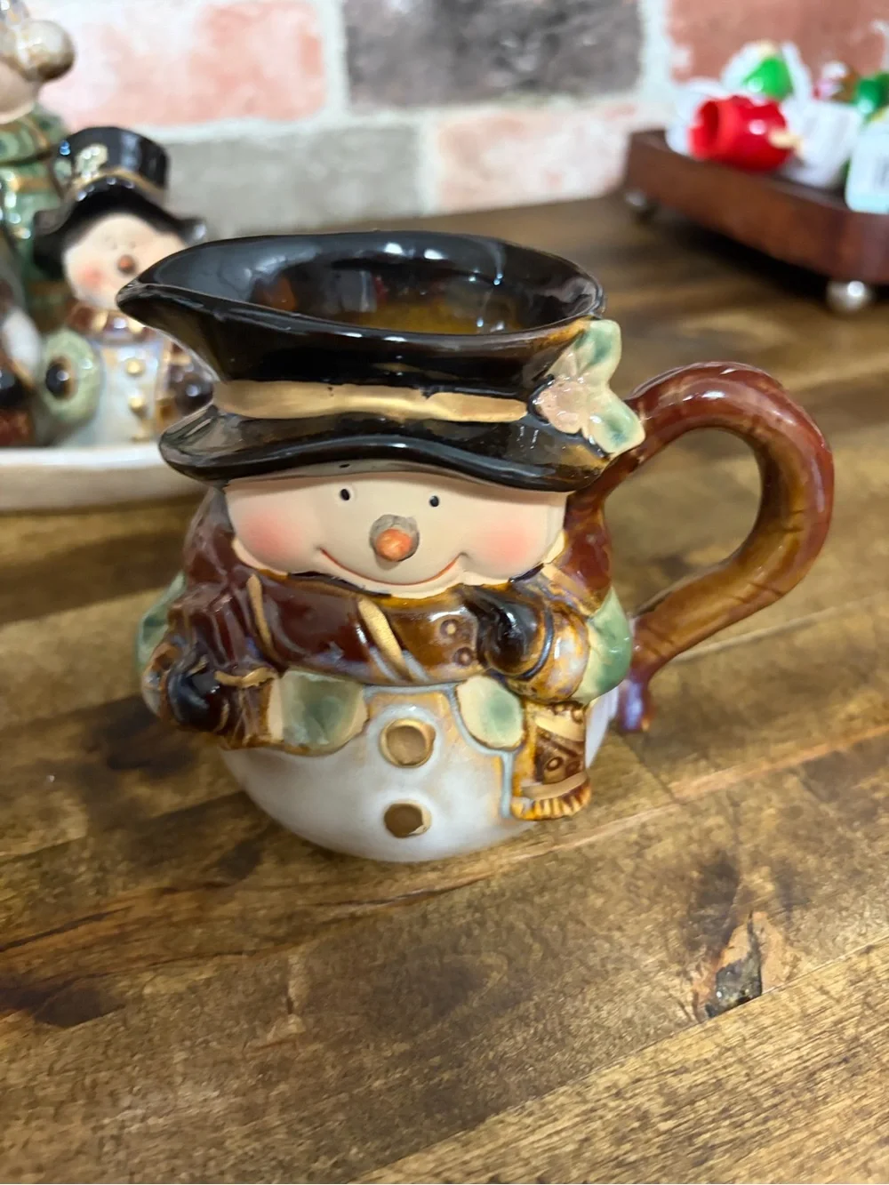 Holiday Snowman Hostess Set Ceramic Serving Set - White/Red